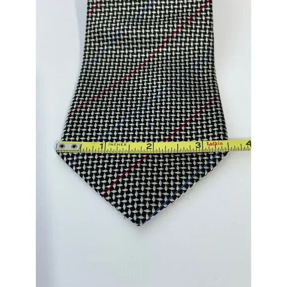 Vintage Burberry's Silk Necktie Black Checked Preppy Regency Officecore